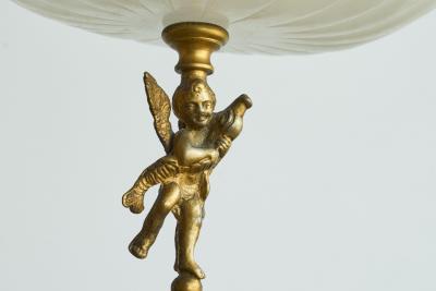Decorative Scalloped Pedestal Bowl in Soapstone and Brass Early 20th Century