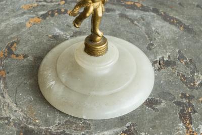 Decorative Scalloped Pedestal Bowl in Soapstone and Brass Early 20th Century