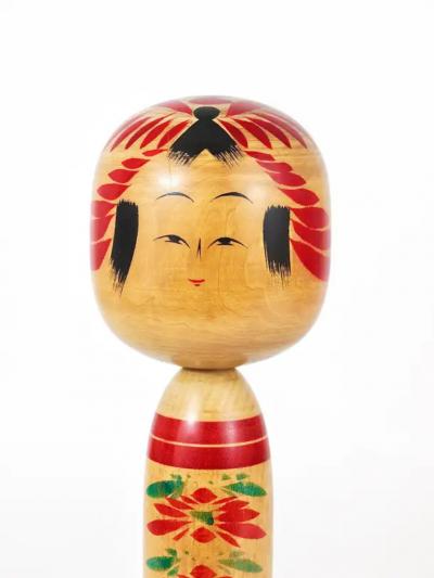 Decorative Togatta Kokeshi Doll Sculpture from Northern Japan Hand Painted
