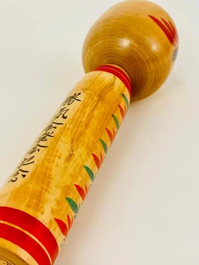Decorative Togatta Kokeshi Doll Sculpture from Northern Japan Hand Painted