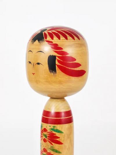 Decorative Togatta Kokeshi Doll Sculpture from Northern Japan Hand Painted
