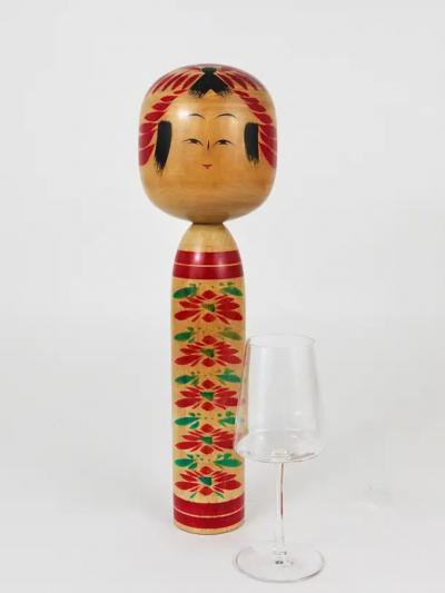 Decorative Togatta Kokeshi Doll Sculpture from Northern Japan Hand Painted