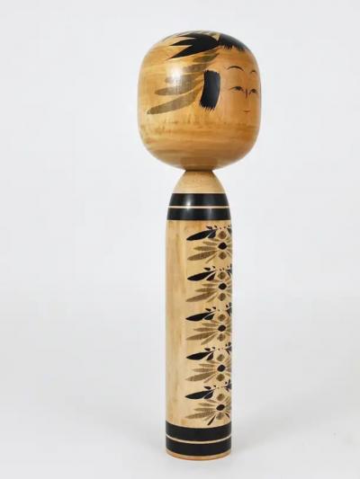Decorative Togatta Kokeshi Doll Sculpture from Northern Japan Hand Painted