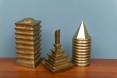 Decorative Trio of Geometric Brass Objects