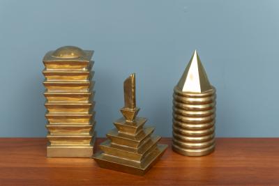 Decorative Trio of Geometric Brass Objects