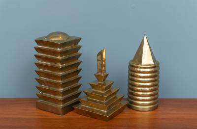 Decorative Trio of Geometric Brass Objects