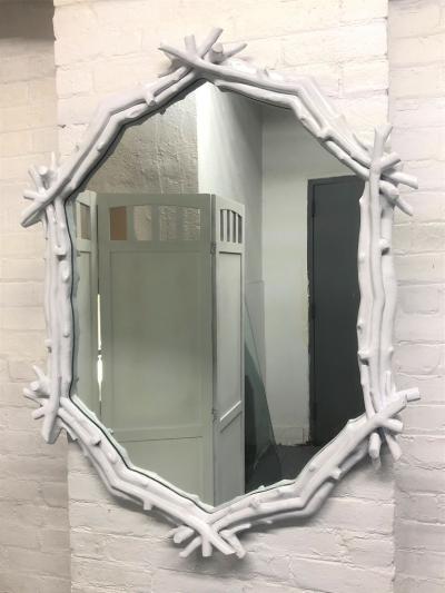 Decorative White Twig Mirror