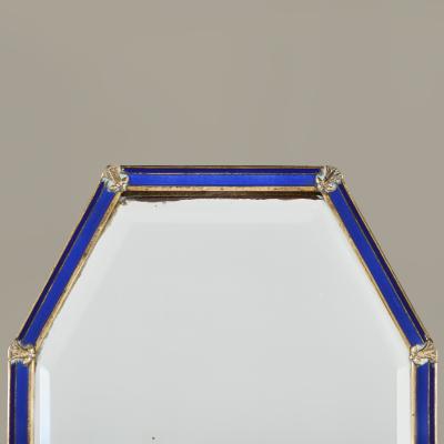 Decorative blue enamel and brass Art Nouvaeu dressing table mirror England 1910