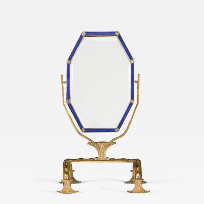 Decorative blue enamel and brass Art Nouvaeu dressing table mirror England 1910