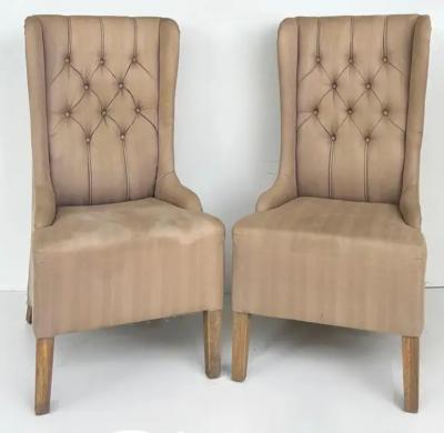 Decorators High Back Tufted Wing Chairs to be Reupholstered
