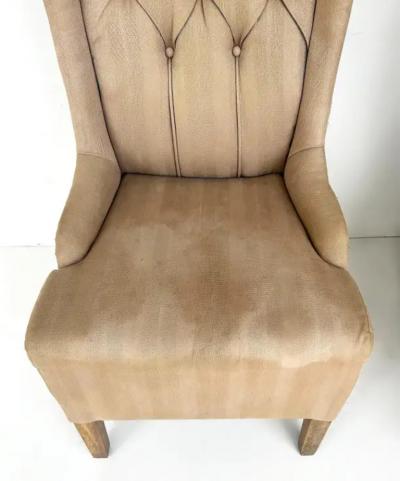 Decorators High Back Tufted Wing Chairs to be Reupholstered