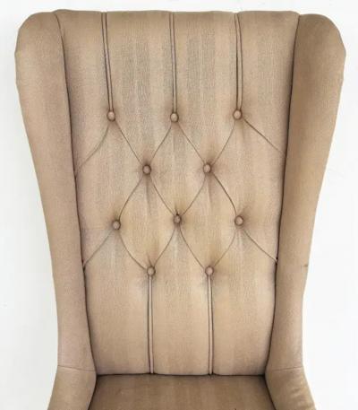 Decorators High Back Tufted Wing Chairs to be Reupholstered