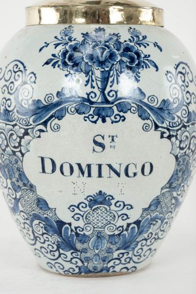 Delft Blue and White St Domingo Tobacco Jar