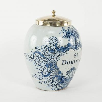 Delft Blue and White St Domingo Tobacco Jar