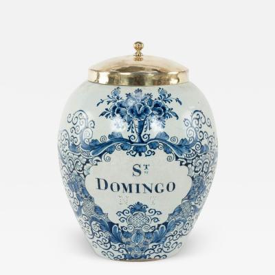 Delft Blue and White St Domingo Tobacco Jar