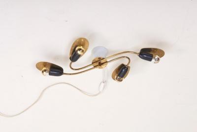 Delicate German 1950s Brass Spider Flush Mount Lamp