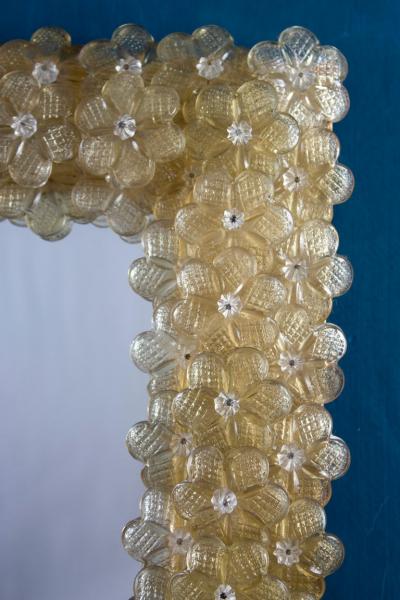 Delicious Gold Flower Murano Glass Mirror 1970
