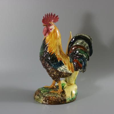 Delphin Massier Majolica Cockerel Rooster Vase