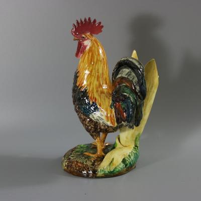 Delphin Massier Majolica Cockerel Rooster Vase