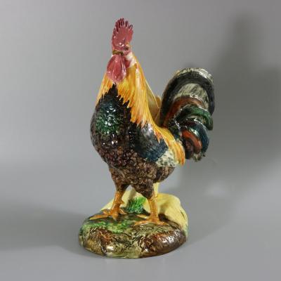 Delphin Massier Majolica Cockerel Rooster Vase