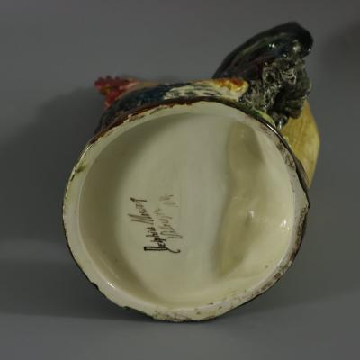 Delphin Massier Majolica Cockerel Rooster Vase
