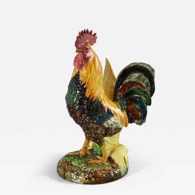 Delphin Massier Majolica Cockerel Rooster Vase