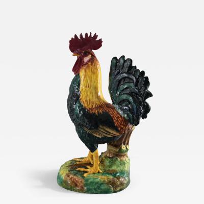 Delphin Massier Majolica Rooster Cockerel Figural Vase