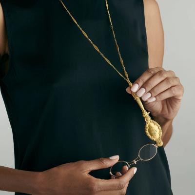 Demantoid Garnet and Diamond Lorgnette Necklace