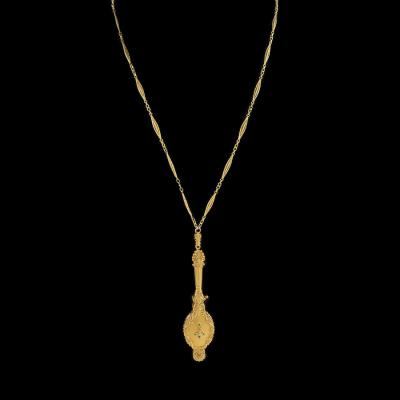 Demantoid Garnet and Diamond Lorgnette Necklace