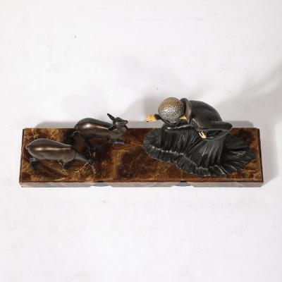 Demetre Haralamb Chiparus Art Deco Elegante Aux Biches on Alabaster Base signed D Constan by Chiparus