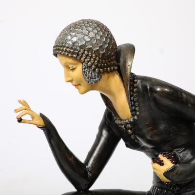 Demetre Haralamb Chiparus Art Deco Elegante Aux Biches on Alabaster Base signed D Constan by Chiparus