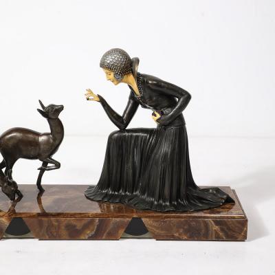 Demetre Haralamb Chiparus Art Deco Elegante Aux Biches on Alabaster Base signed D Constan by Chiparus