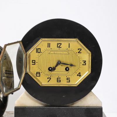 Demetre Haralamb Chiparus Art Deco Emoy Mantelpiece Clock with Seated Flapper in the Manner of Chiparus