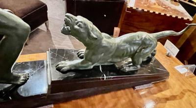 Demetre Haralamb Chiparus Chiparus The Hunter Large Art Deco Sculpture with Panther 1930