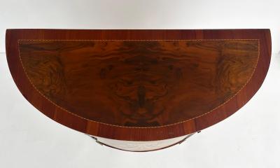 Demi lune Console Cabinet with Inlays and Embellished with Painted Decorations