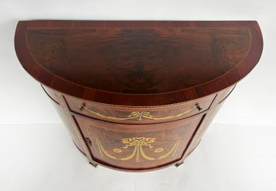 Demi lune Console Cabinet with Inlays and Embellished with Painted Decorations