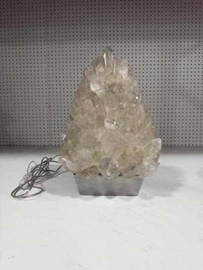 Demian Quincke Brazilian Contemporary Natural Rock Crystal and Aluminum Table Lamp