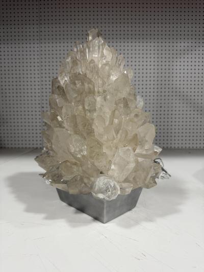 Demian Quincke Brazilian Contemporary Natural Rock Crystal and Aluminum Table Lamp
