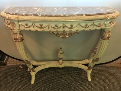 Demilune Console Or Serving Table French Maison Jansen Ribbon Form Marble top