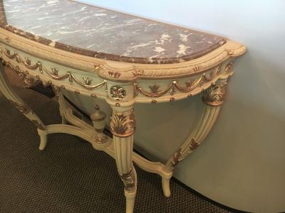 Demilune Console Or Serving Table French Maison Jansen Ribbon Form Marble top