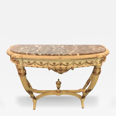 Demilune Console Or Serving Table French Maison Jansen Ribbon Form Marble top