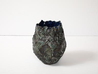 Dena Zemsky XL Vase with Blue Interior by Dena Zemsky