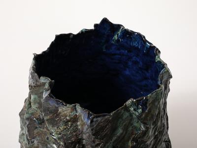 Dena Zemsky XL Vase with Blue Interior by Dena Zemsky