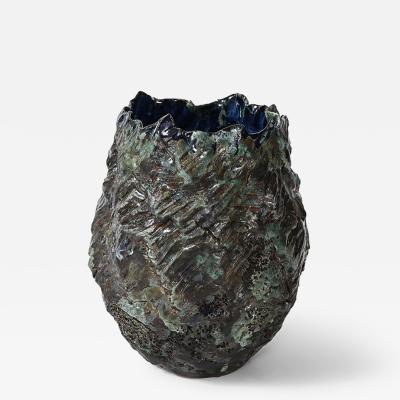 Dena Zemsky XL Vase with Blue Interior by Dena Zemsky