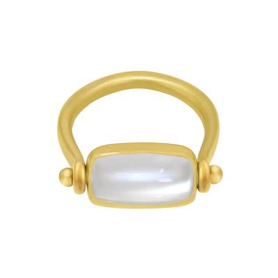 Denise Betesh Cats Eye Platinum Moonstone Yellow Gold Swivel Ring Denise Betesh 2023