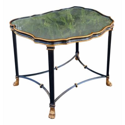 Dennis Leen 1 of 2 Dennis Leen Regency Style Bland Gold Mirror Top Side Table