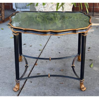 Dennis Leen 1 of 2 Dennis Leen Regency Style Bland Gold Mirror Top Side Table