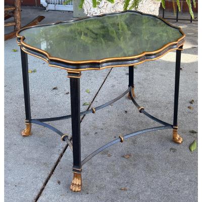 Dennis Leen 1 of 2 Dennis Leen Regency Style Bland Gold Mirror Top Side Table