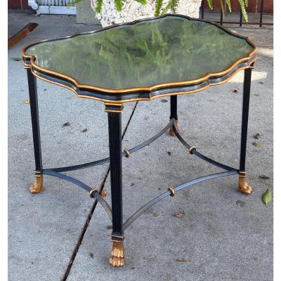 Dennis Leen 1 of 2 Dennis Leen Regency Style Bland Gold Mirror Top Side Table