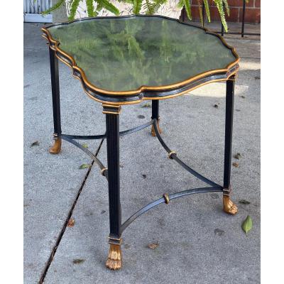 Dennis Leen 1 of 2 Dennis Leen Regency Style Bland Gold Mirror Top Side Table